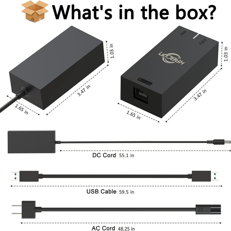 KABCON Kinect Adapter for Xbox One S, Xbox One X, PC Windows 10 8.1 8, [UL Listed] Xbox Kinect Power Supply for Xbox 1S, 1X Kinect 2.0 Sensor - Image 3